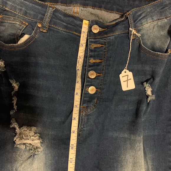 SHEIN Buttonfly Distressed Skinny Jeans, Size 1XL (#7) - Picture 2 of 5